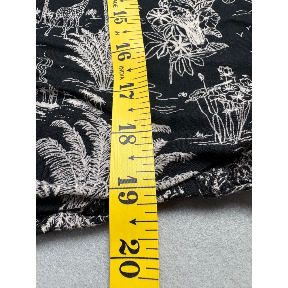 Topshop Tropical Jungle Toile Tie Front Shirt Black US 6 Modal - Picture 9 of 9
